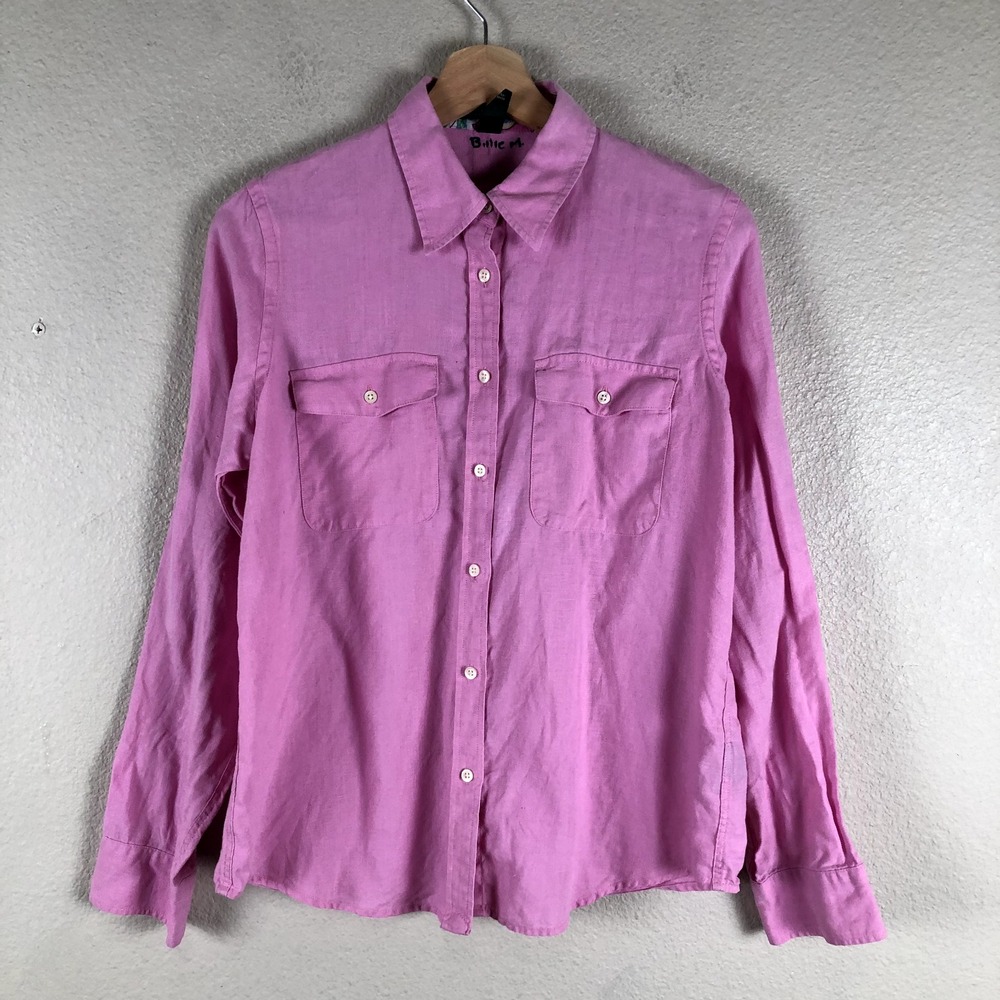 Lauren Ralph Lauren Bright Pink Linen-Blend Button Front Shirt